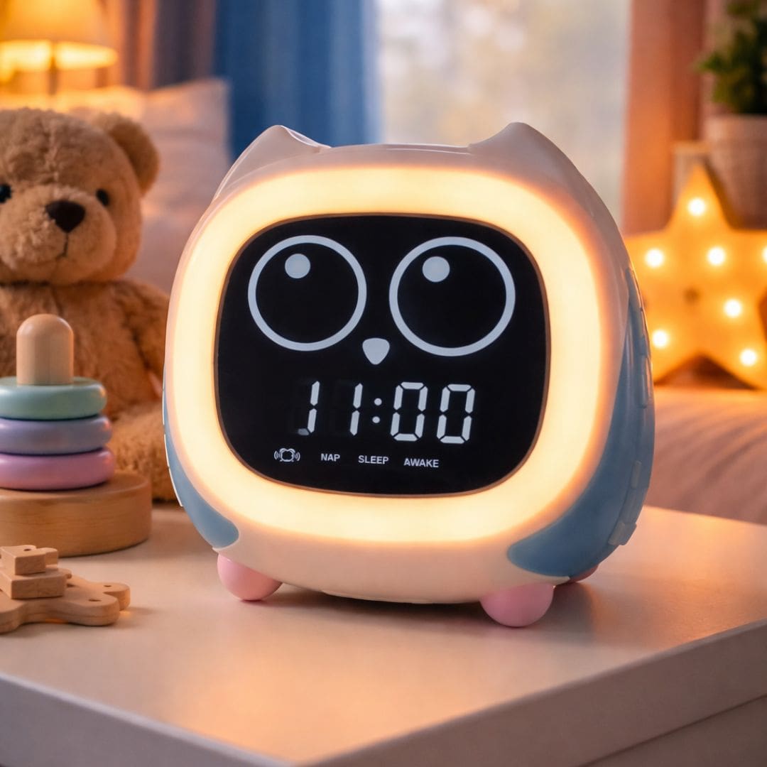 Réveil hibou en plastique avec écran LED allumé