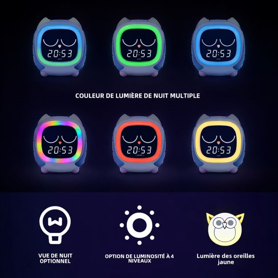 Gros plan sur le visage du hibou avec lumière LED douce