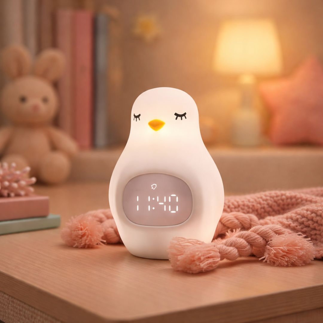 Réveil veilleuse enfant avec lumière blanche et jaune