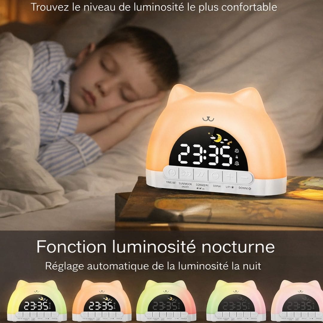 Réveil chat avec câble USB Type-C connecté