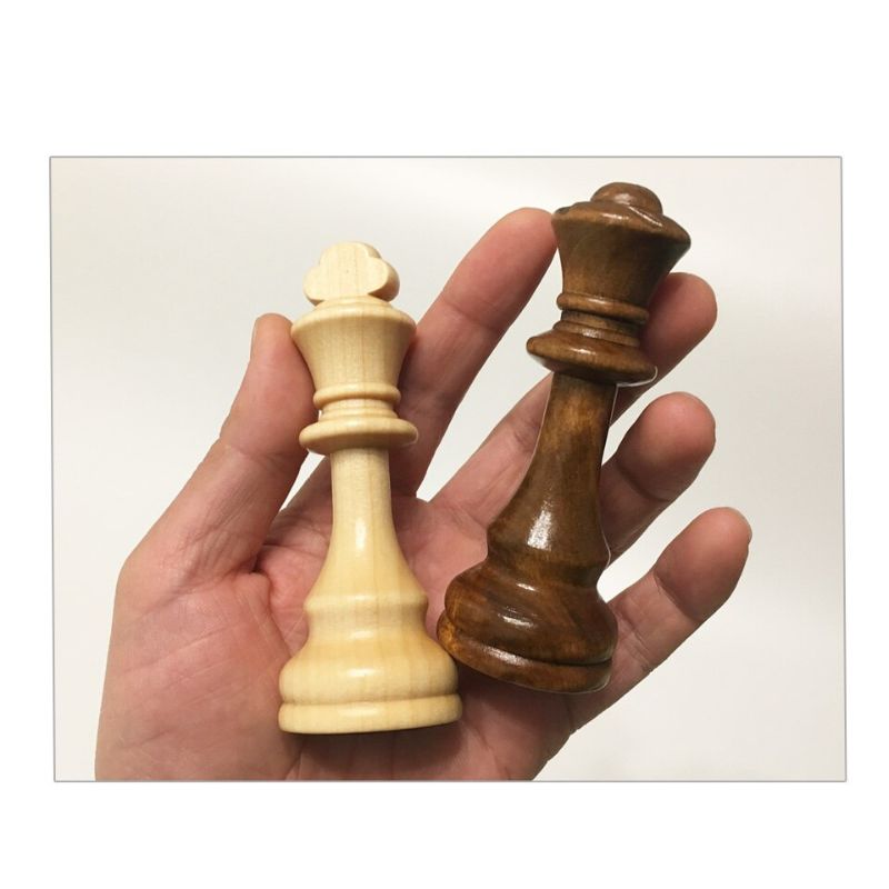 Dame et roi en bois avec feutrine, taille Staunton 8