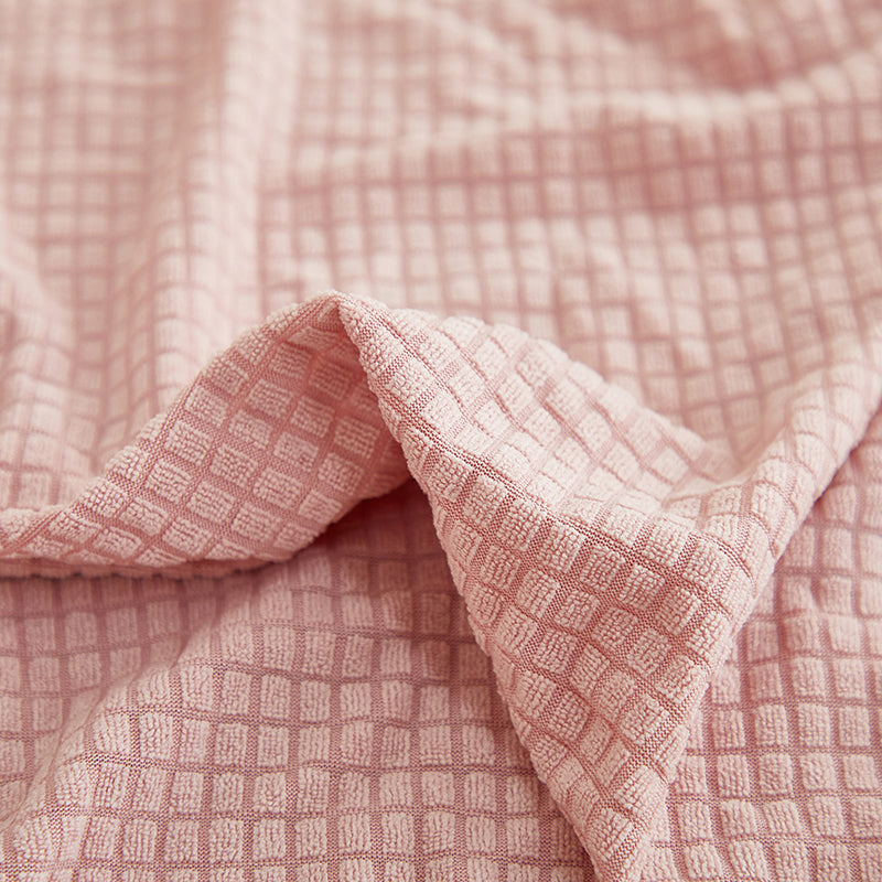 Motif tissé de la housse rose, détail du jacquard
