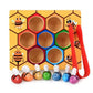 Jeu en bois avec abeilles colorées et ruche