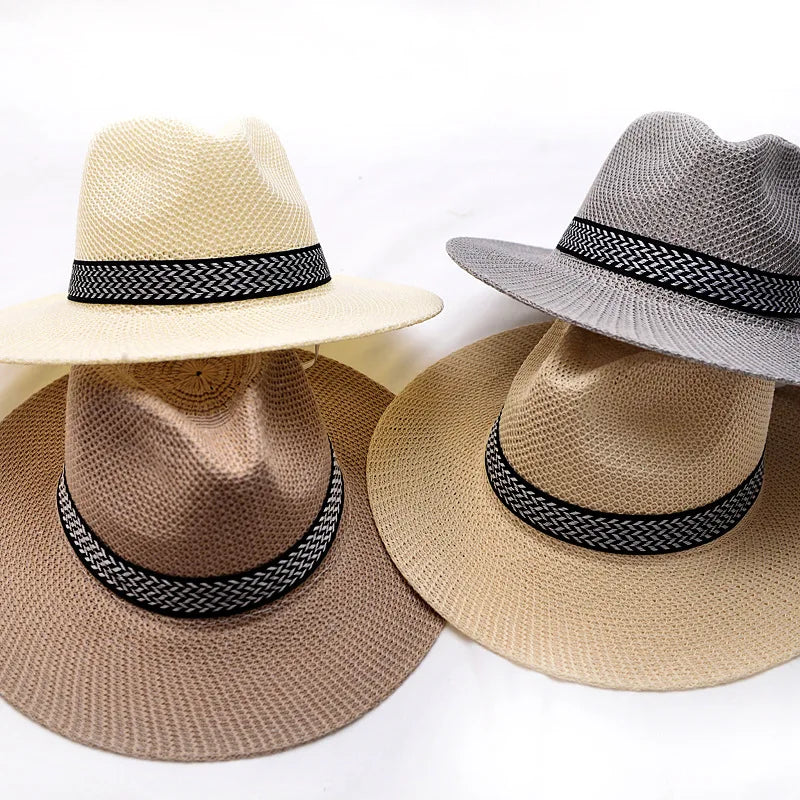 Vue de profil du chapeau Panama en paille tressée