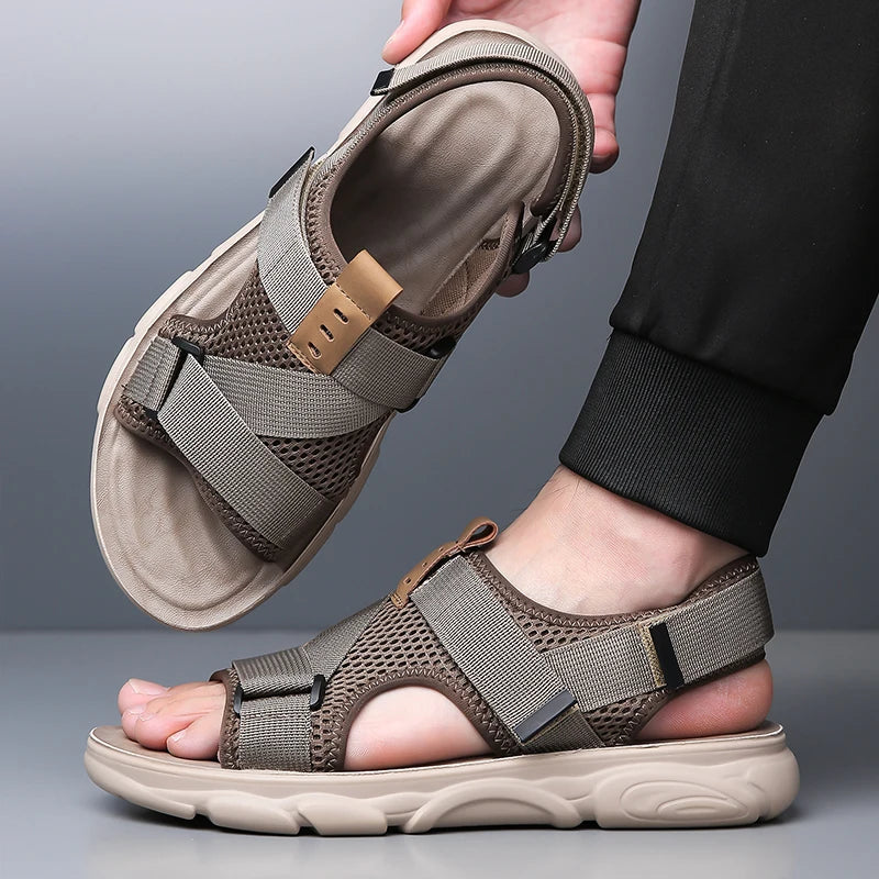 Sandales homme en maille respirante avec scratch ajustable