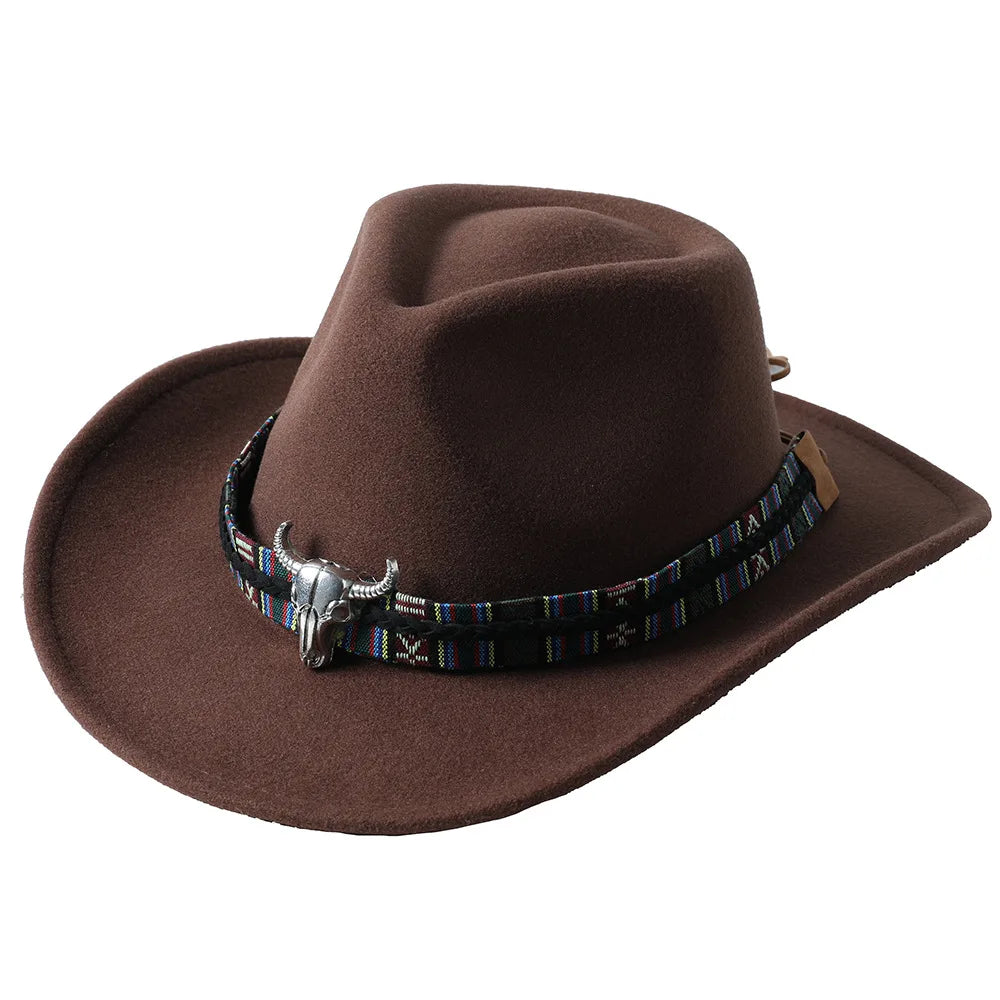 Chapeau cowboy en cuir vu de dessus, bordure large