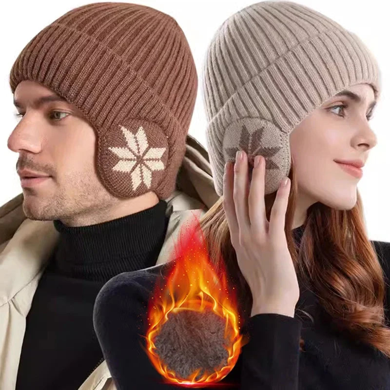 Bonnet hiver avec motif nordique et protège-oreilles