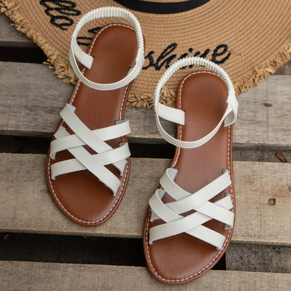 Sandales en PU avec semelle intérieure confortable et plate