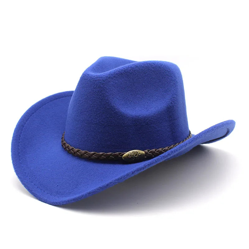Chapeau cowboy en cuir avec détails de finition