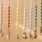 Attache sucette en bois de hêtre et perles de silicone colorées