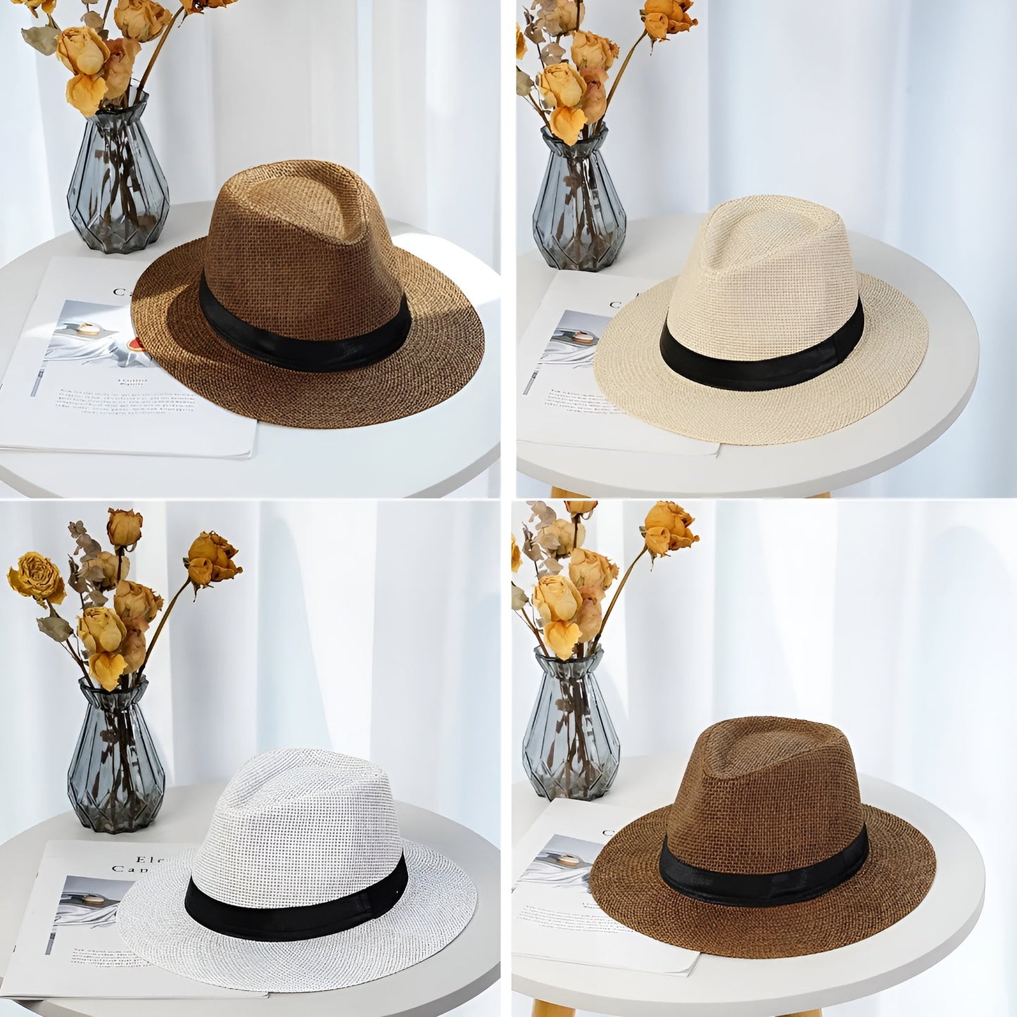 Vue de profil d'un chapeau Panama structuré