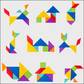 Vue rapprochée des pièces de tangram colorées et magnétiques