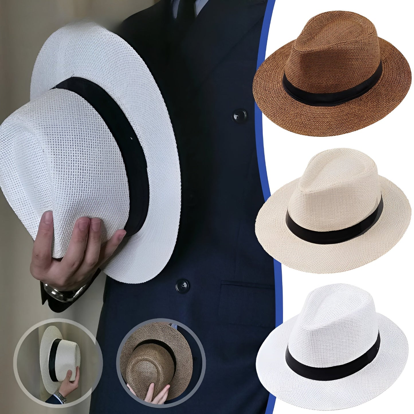 Zoom sur le bord rigide du chapeau Panama