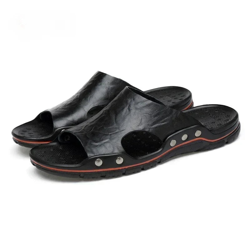 Sandales ouvertes pour homme en PU souple, vue de côté