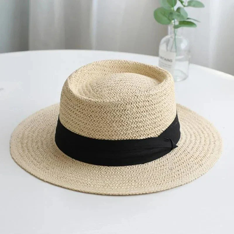 Chapeau canotier avec structure rigide, vue de dessus