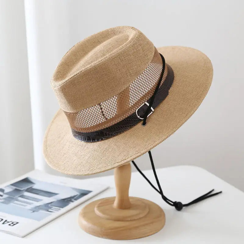 Chapeau Panama en polyester tressé, idéal pour l'été
