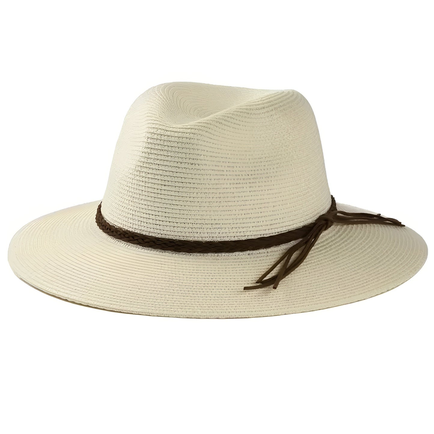 Détail du bord du chapeau de paille, soulignant sa finition soignée