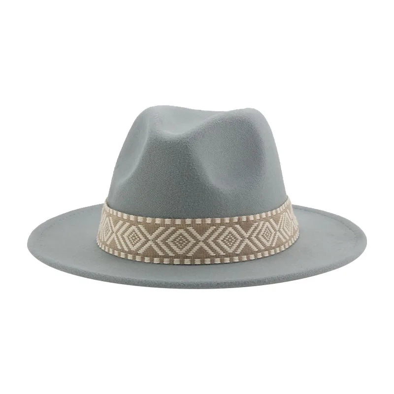 Fedora beige vu de dessus, montrant la calotte