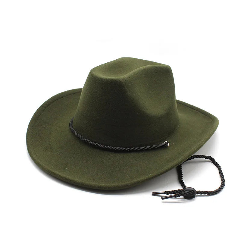 Chapeau cowboy avec bordure large et cordon noué