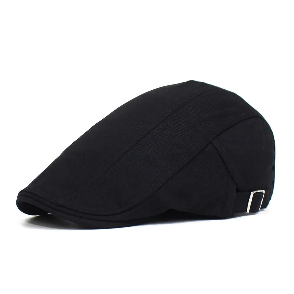 Béret en coton noir avec étiquette intérieure visible
