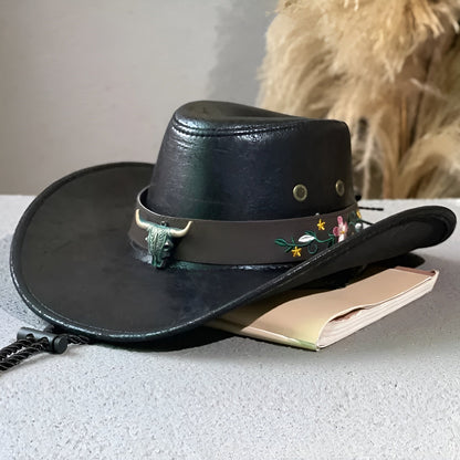 Profil d'un chapeau cowboy, mettant en avant sa bordure large