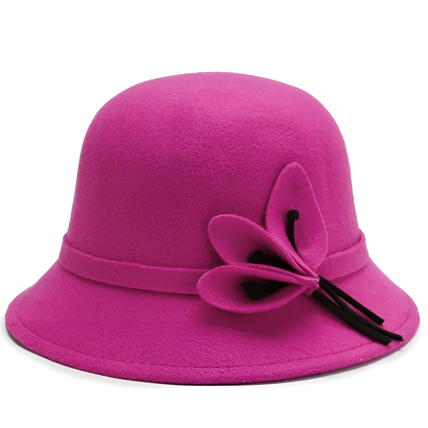 Détail du bord d'un chapeau cloche, texture feutrée