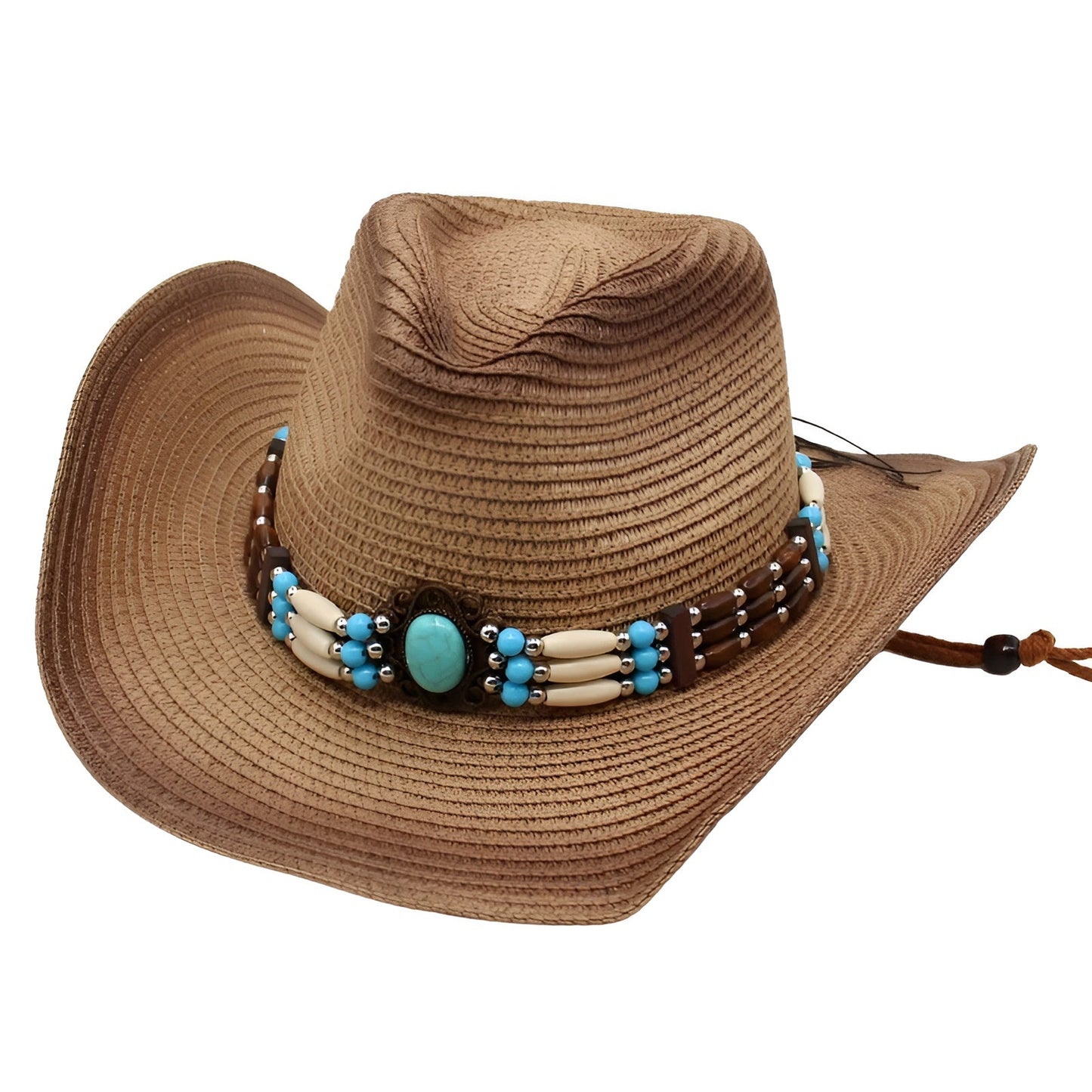 Chapeau cowboy sur fond blanc, vue de dessus