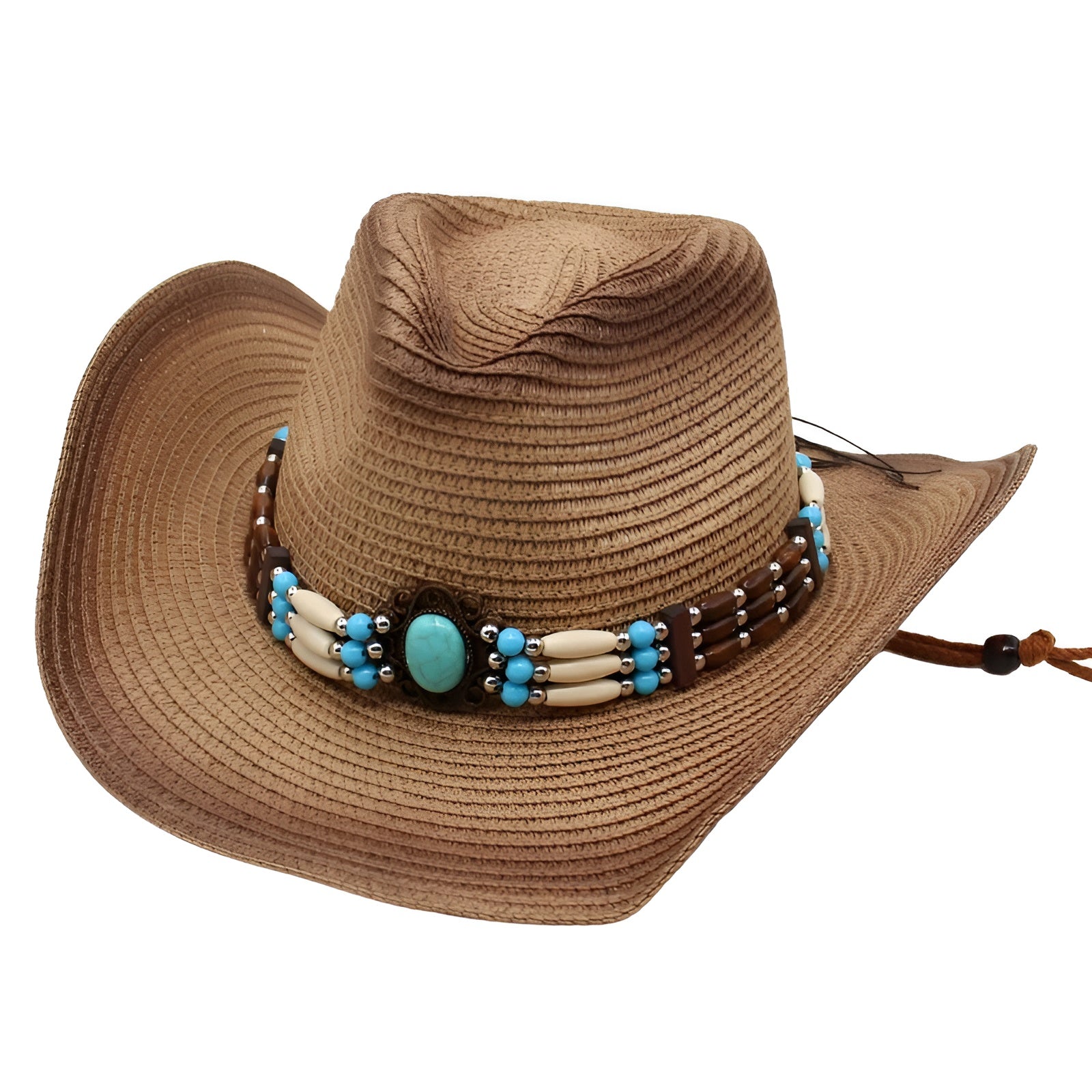 Chapeau cowboy sur fond blanc, vue de dessus