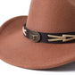 Homme portant un chapeau cowboy marron, vue de dos