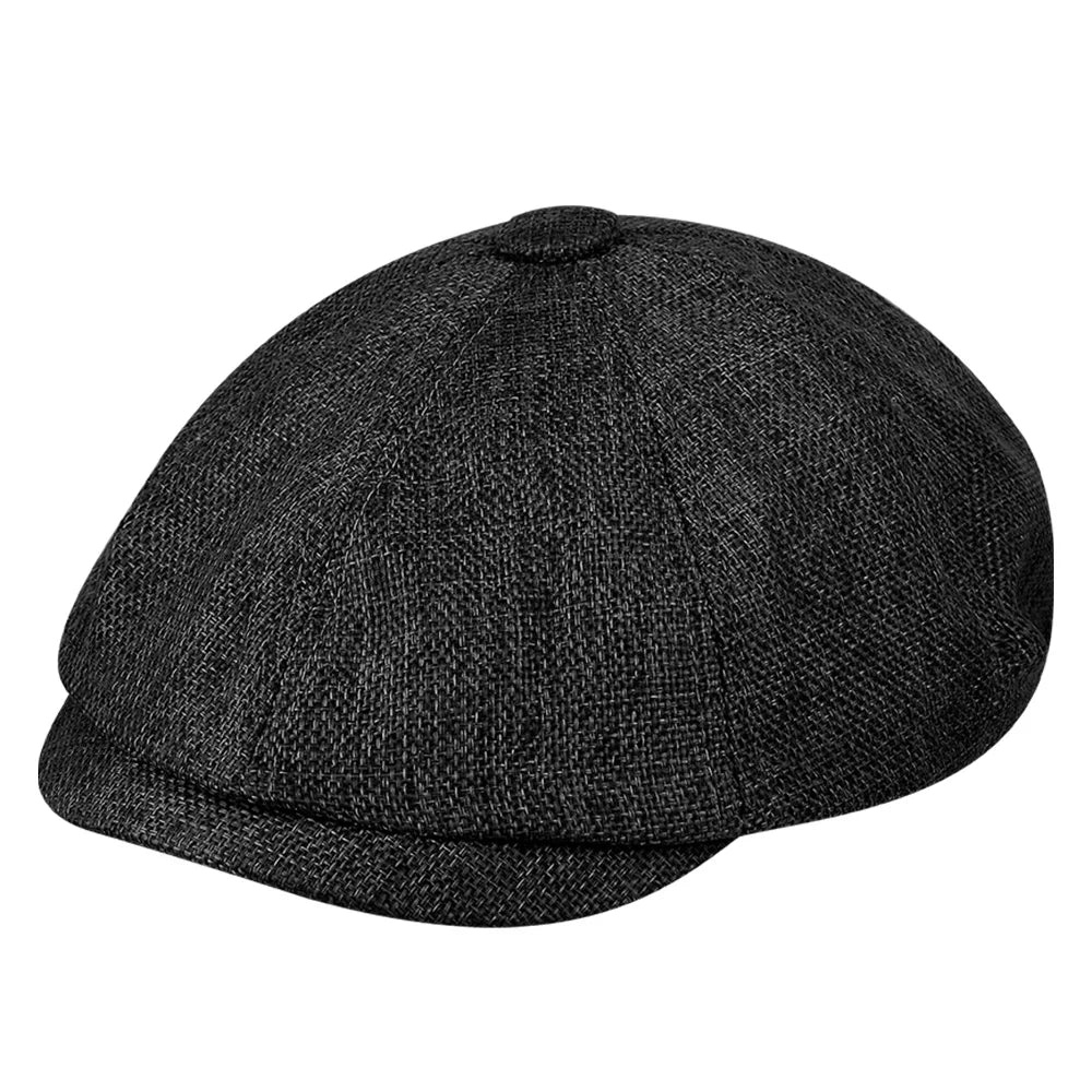 Casquette en velours côtelé marron avec détails cousus