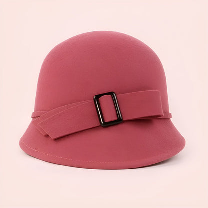 Chapeau cloche jaune moutarde avec texture tissée