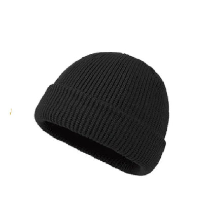 Vue de dessus d'un bonnet docker gris clair en tricot