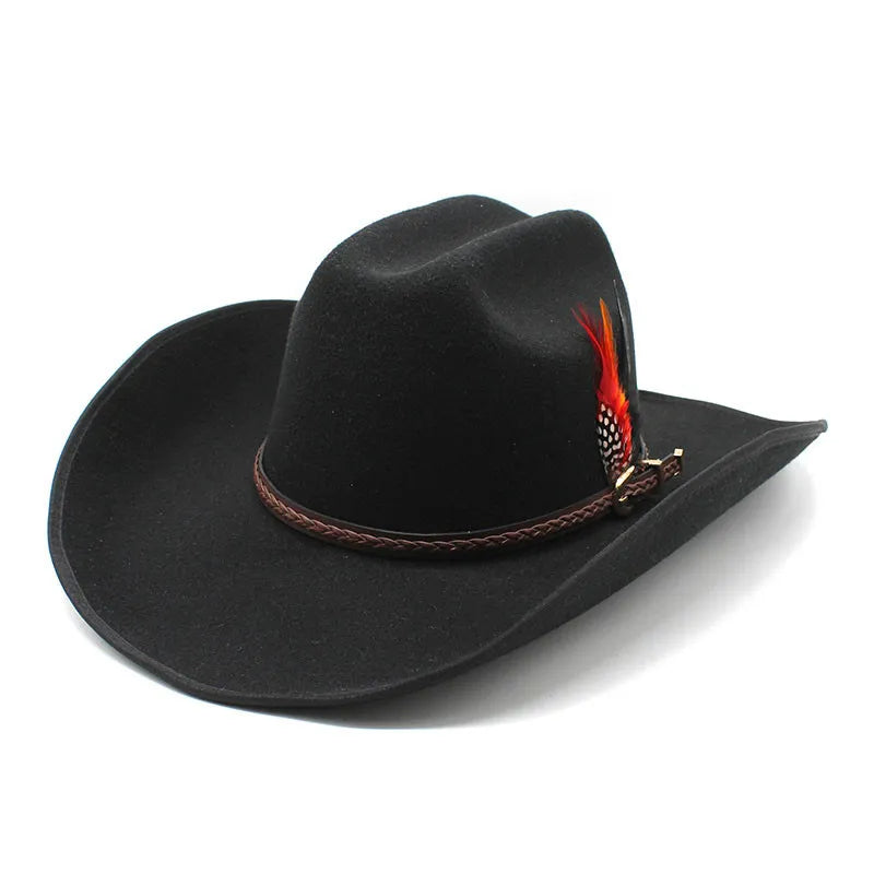 Chapeau cowboy en cuir avec ombre portée