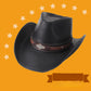 Détail du cordon sur un chapeau cowboy en cuir