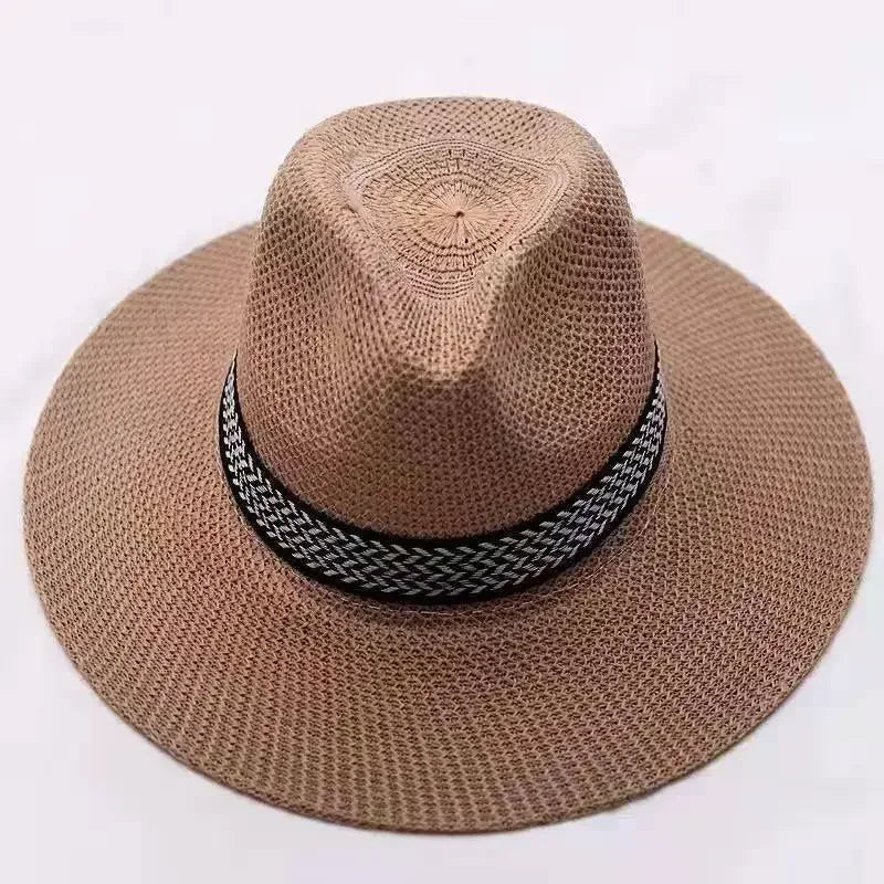 Vue de dessus du chapeau Panama, bord large visible