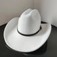 Gros plan sur la texture du cuir du chapeau