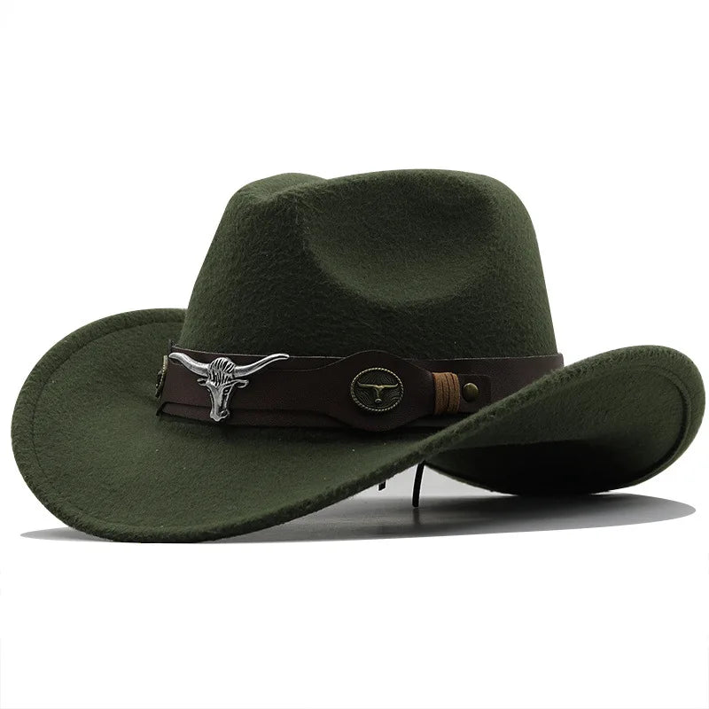 Chapeau cowboy avec bordure ombragée sur fond clair