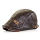 Béret en cuir avec doublure intérieure visible