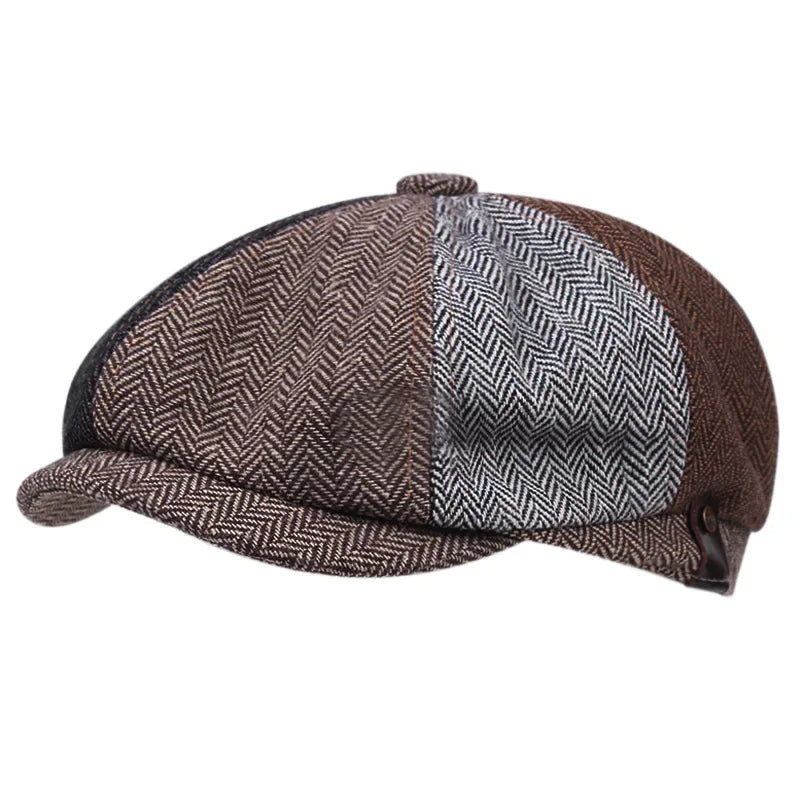Casquette Gavroche en coton noir avec bouton central