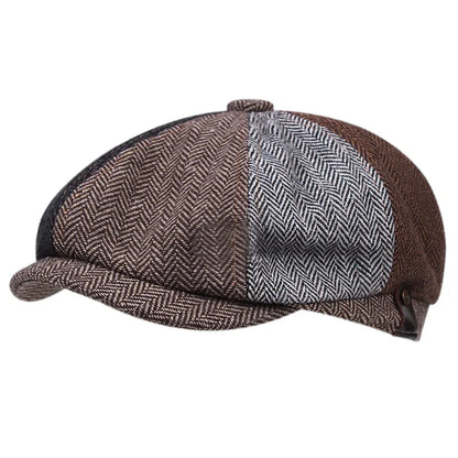 Casquette Gavroche en coton noir avec bouton central