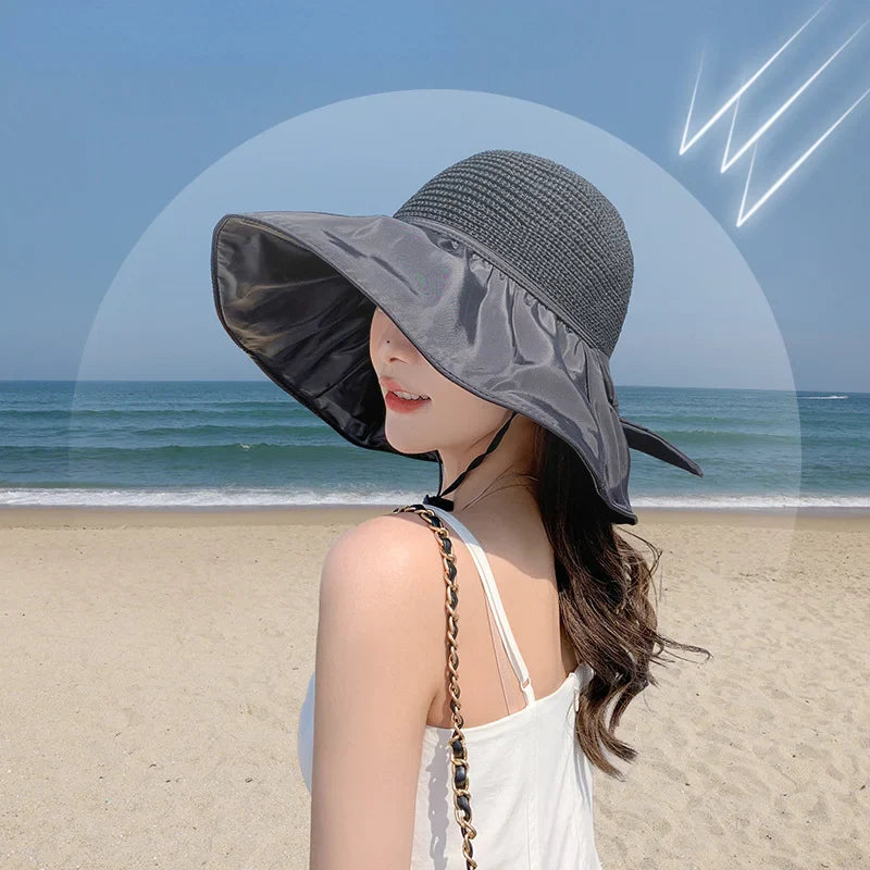 Chapeau de paille sur fond blanc, vue de profil