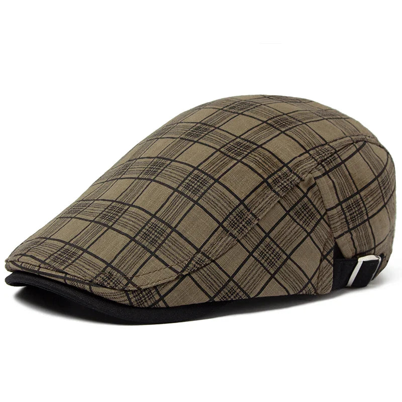 Béret à motif quadrillé, style urbain décontracté