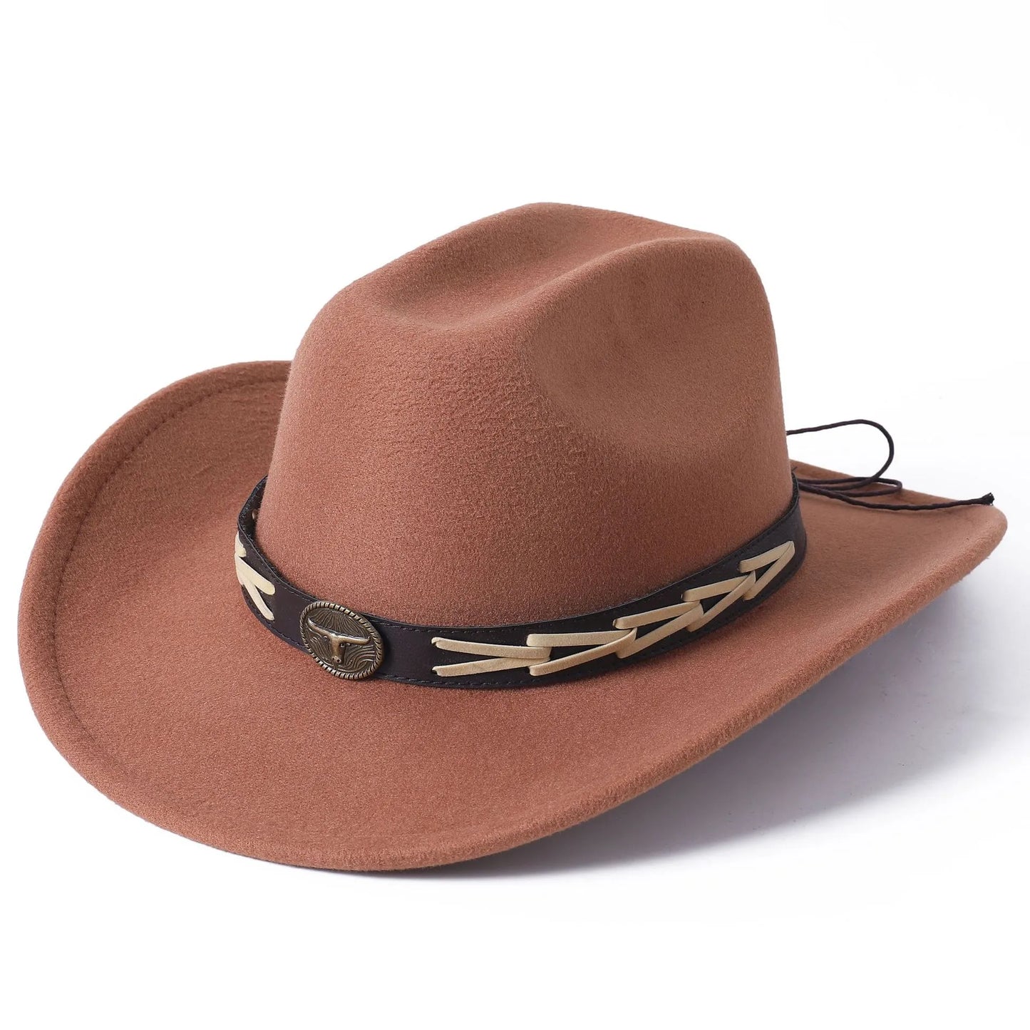 Vue rapprochée d'un chapeau cowboy marron avec texture visible