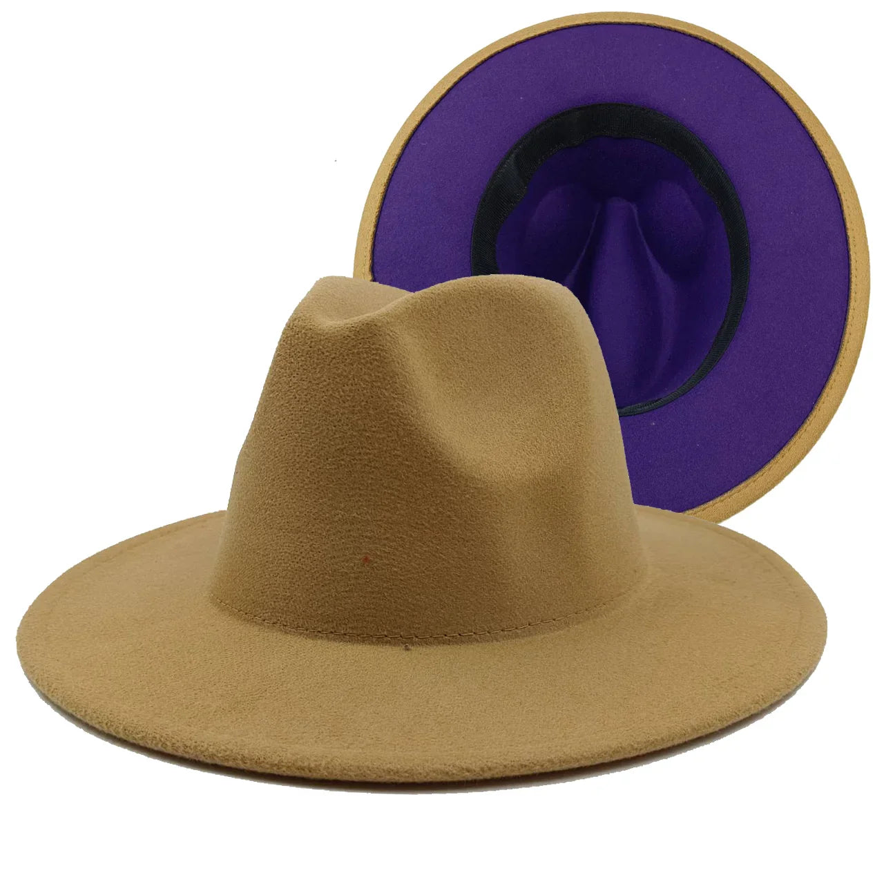 Chapeau en coton beige avec étiquette intérieure visible
