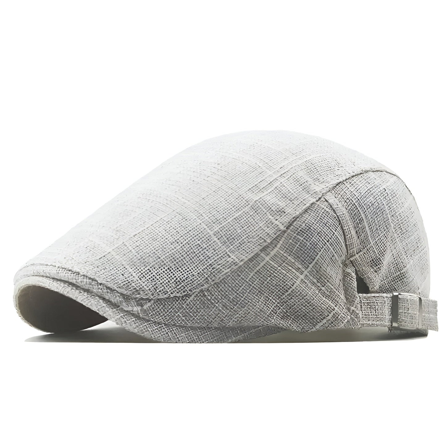 Béret en lin sur une étagère, lumière naturelle