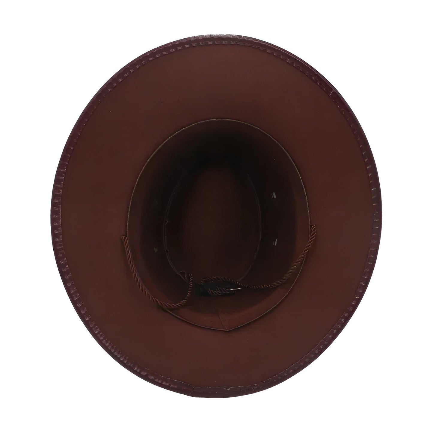 Vue latérale d'un chapeau cowboy, soulignant sa texture en cuir