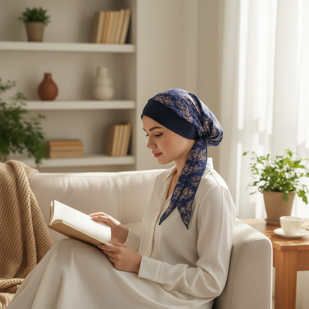 Foulard allongé avec bandeau assorti, nuances élégantes