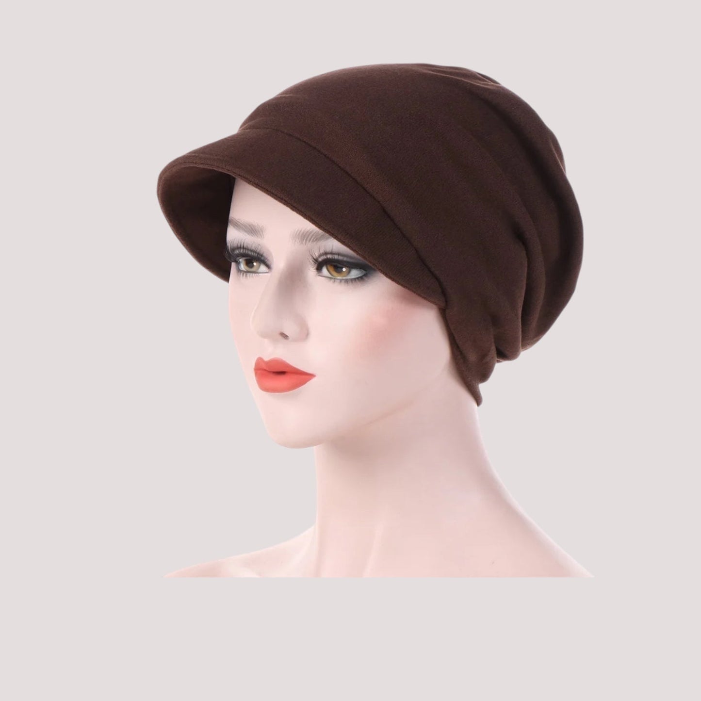 Casquette marron en coton pour femme, style sobre et lisse