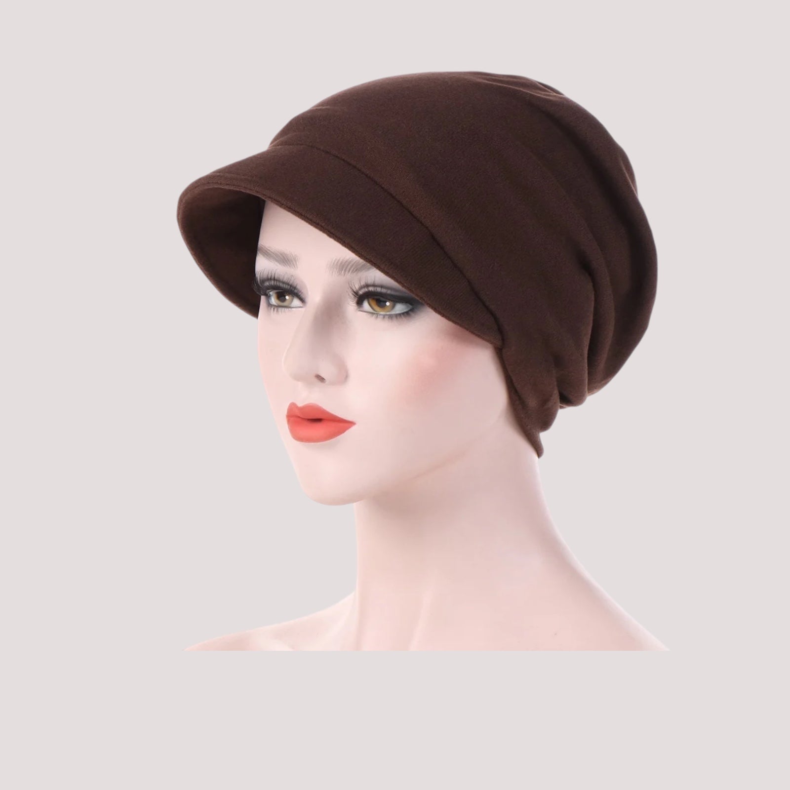Casquette marron en coton pour femme, style sobre et lisse