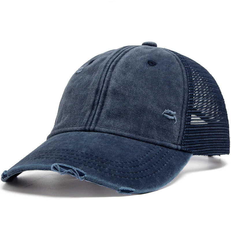 Casquette ajustable avec design usé et maille